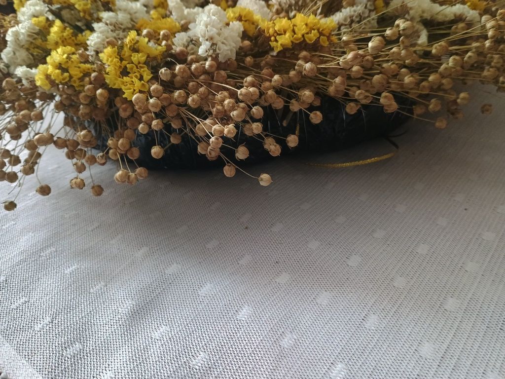 Wianek z lnu i zatrwianu suszonego XXL