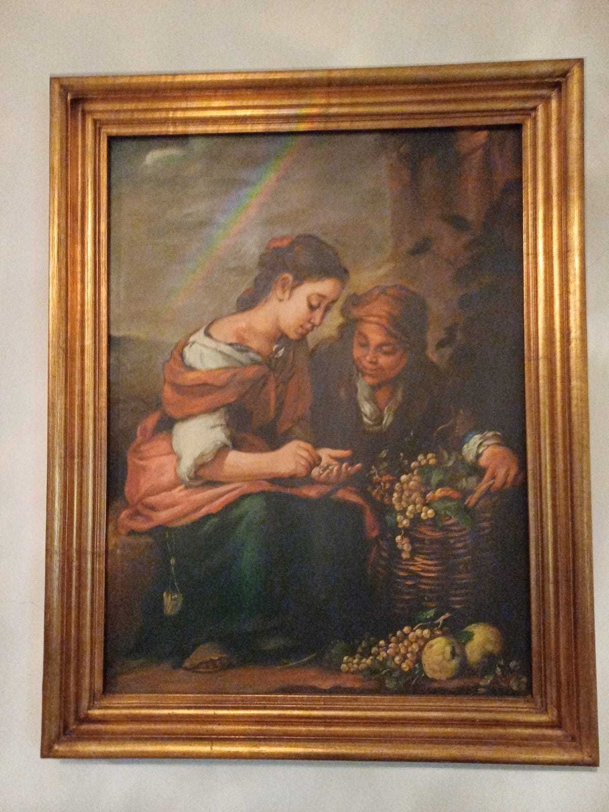 Quadro a Oleo com moldura em talha dourada