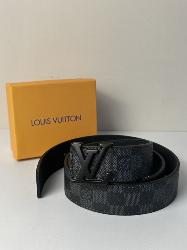 Skórzany pasek Louis Vuitton czarny Damier Graphite Skóra naturalna lv