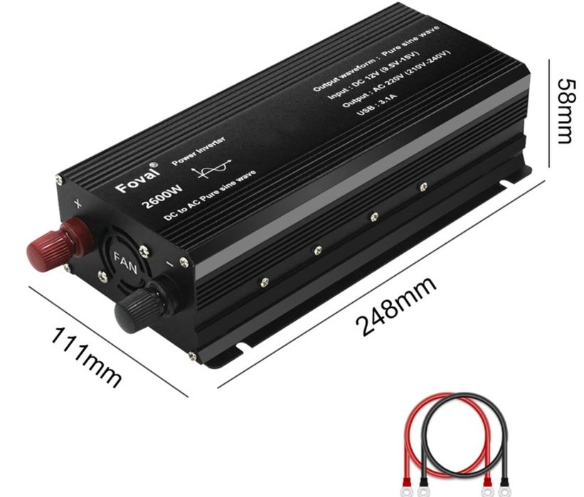Інвертор Foval 3000w чистий синус 12-220