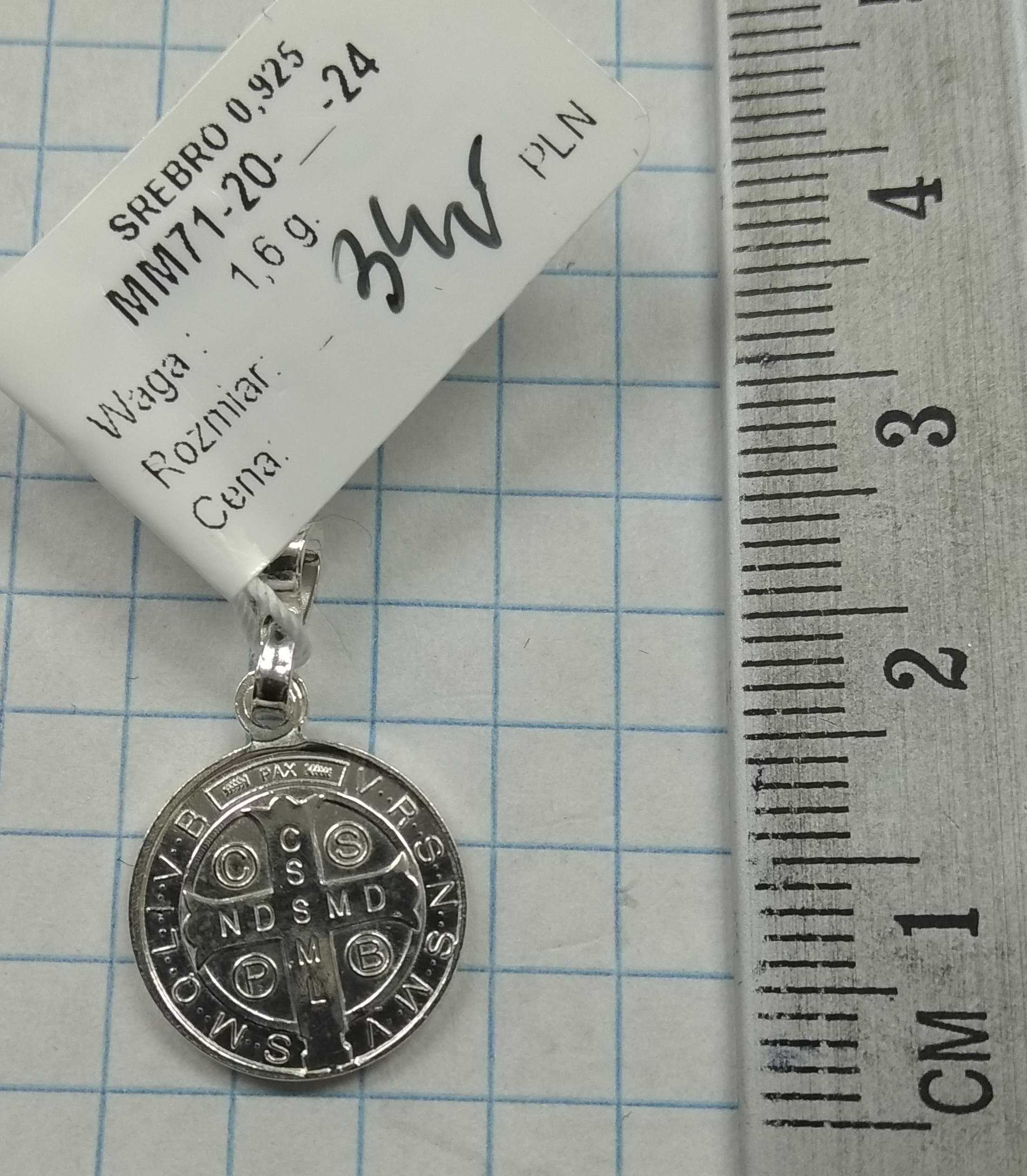 Medalik Święty Benedykt wersja mała Srebro 925 Nowe