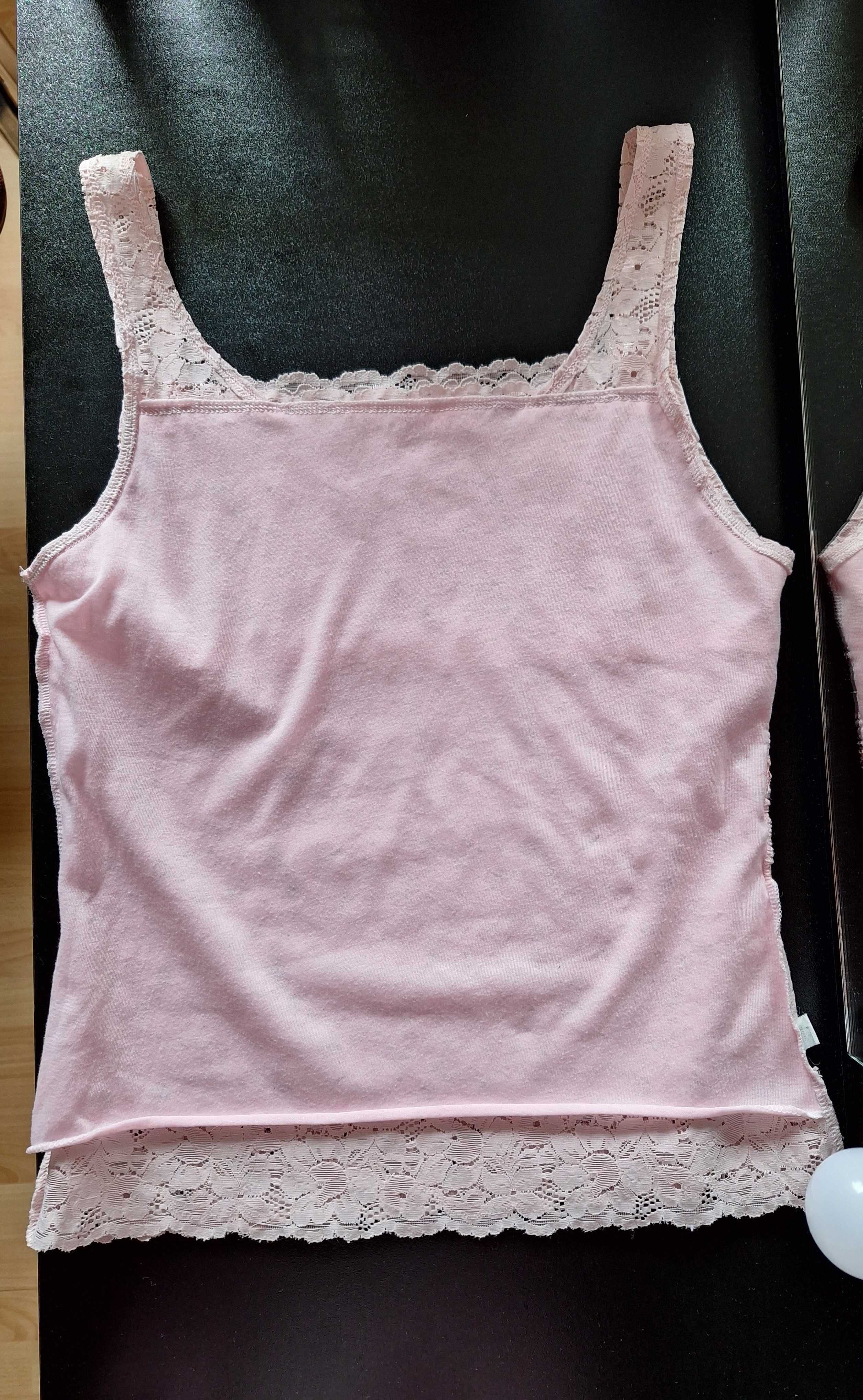 Różowa koszulka z koronki szerokie ramiączka r. 38 M