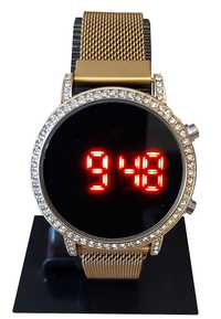 Zegarek damski LED KURREN kolor złoty cyrkonie