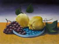 Картина маслом "Айва с виноградом" (своя работа, не по номерам)