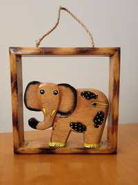 Drewniany obraz Słoń