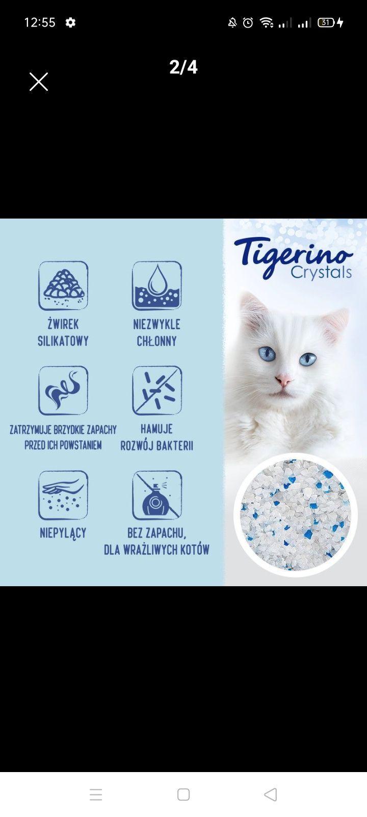 Żwirek Tigerino crystal silikatowy 30L