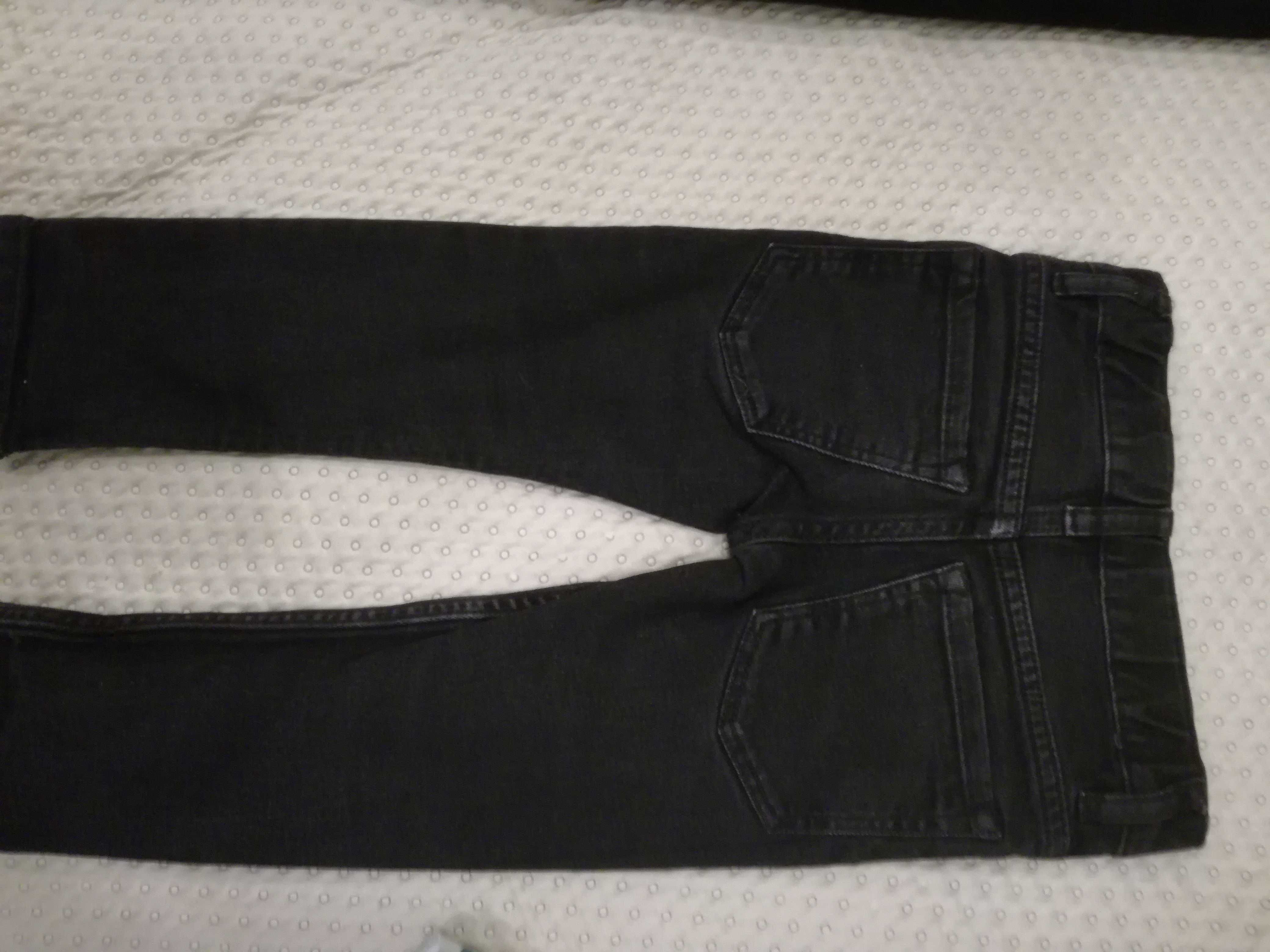 Spodnie czarne h&m jeansowe niebieskie smyk bawełna 2 pary 92