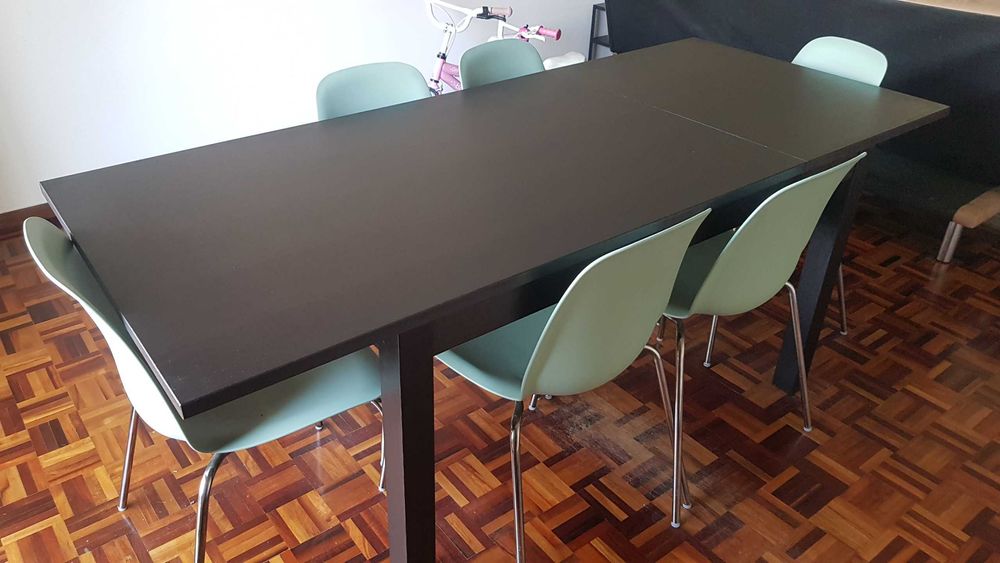 mesa de jantar ikea com 6 cadeiras inox, muito bem conservado top