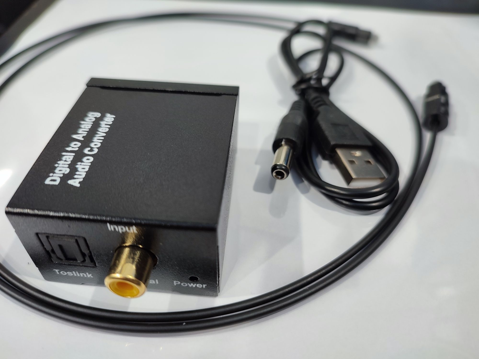 Konwerter audio - DAC. Z Toslink, Coaxial na 2x RCA. Zestaw. Nowy