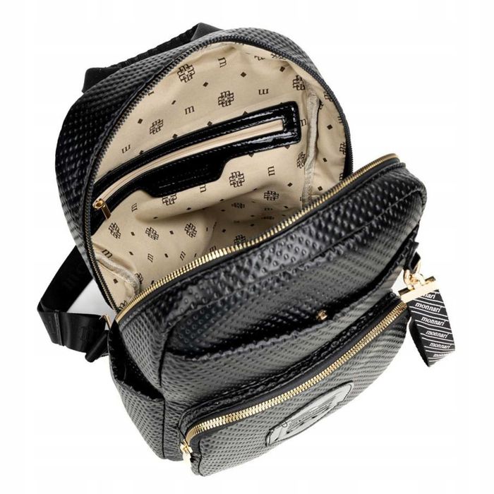 MONNARI Plecak Damski BAG4390 Czarny Elegancki Wodoodporny Modny Logo