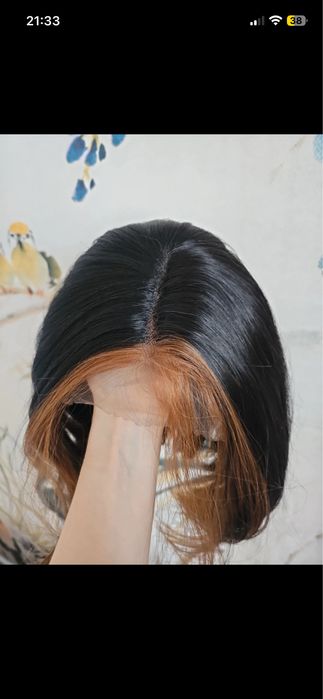 Peruka czarna lace front krotka