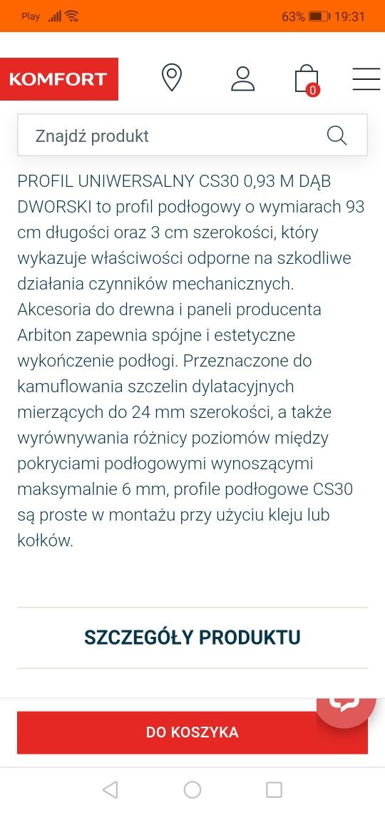 Profil / Listwa progowa dąb dworski 4szt po 20zl/szt