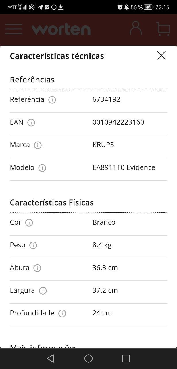Máquina de Café KRUPS EA891110 Evidence (15 bar - 3 Níveis de Moagem)