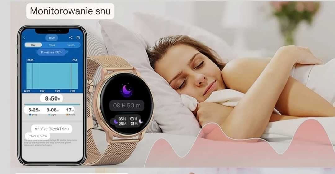 Smartwatch damski Android IOS Bluetooth Sport Zdrowie opaska GRATIS