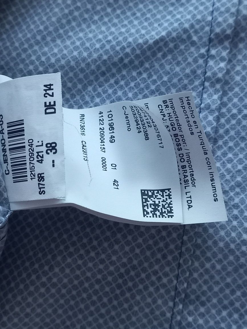 granatowa wizytowa wzorzysta męska koszula Hugo Boss slim fit