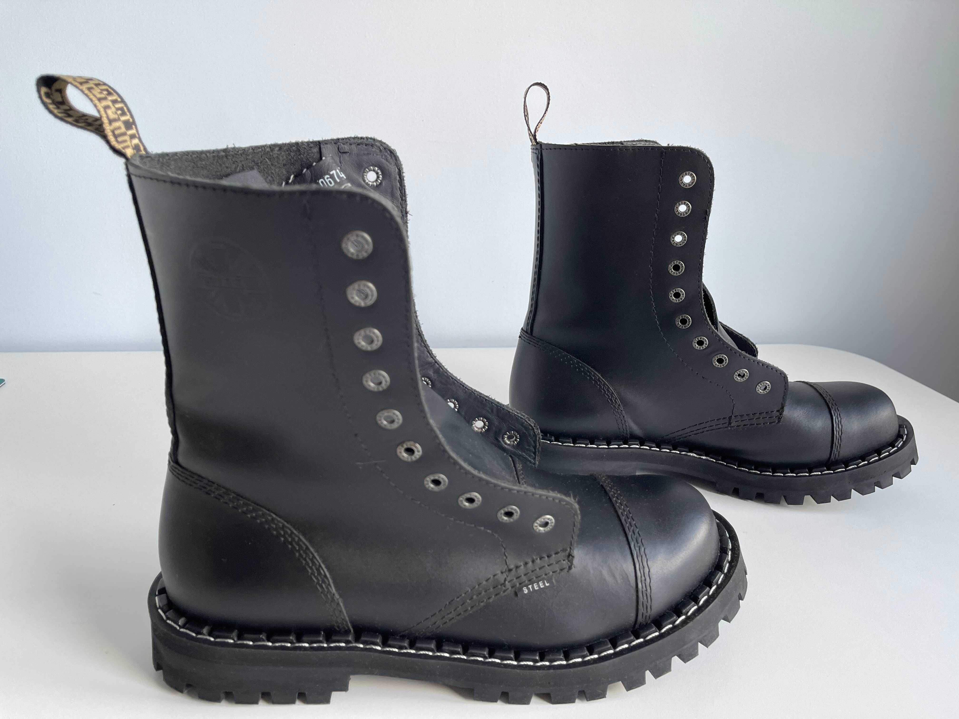 Buty GLANY rozmiar 45, czarny mat, 10-dziurek, Steel 105-106/O/CR.B