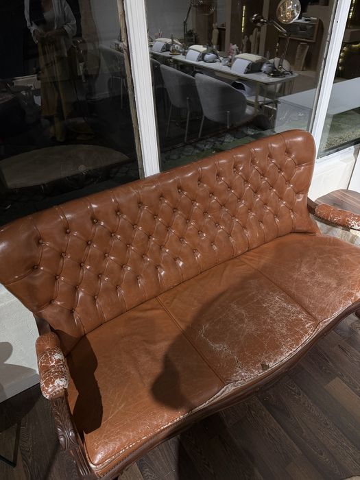 Conjunto de sofa vintage marron em couro