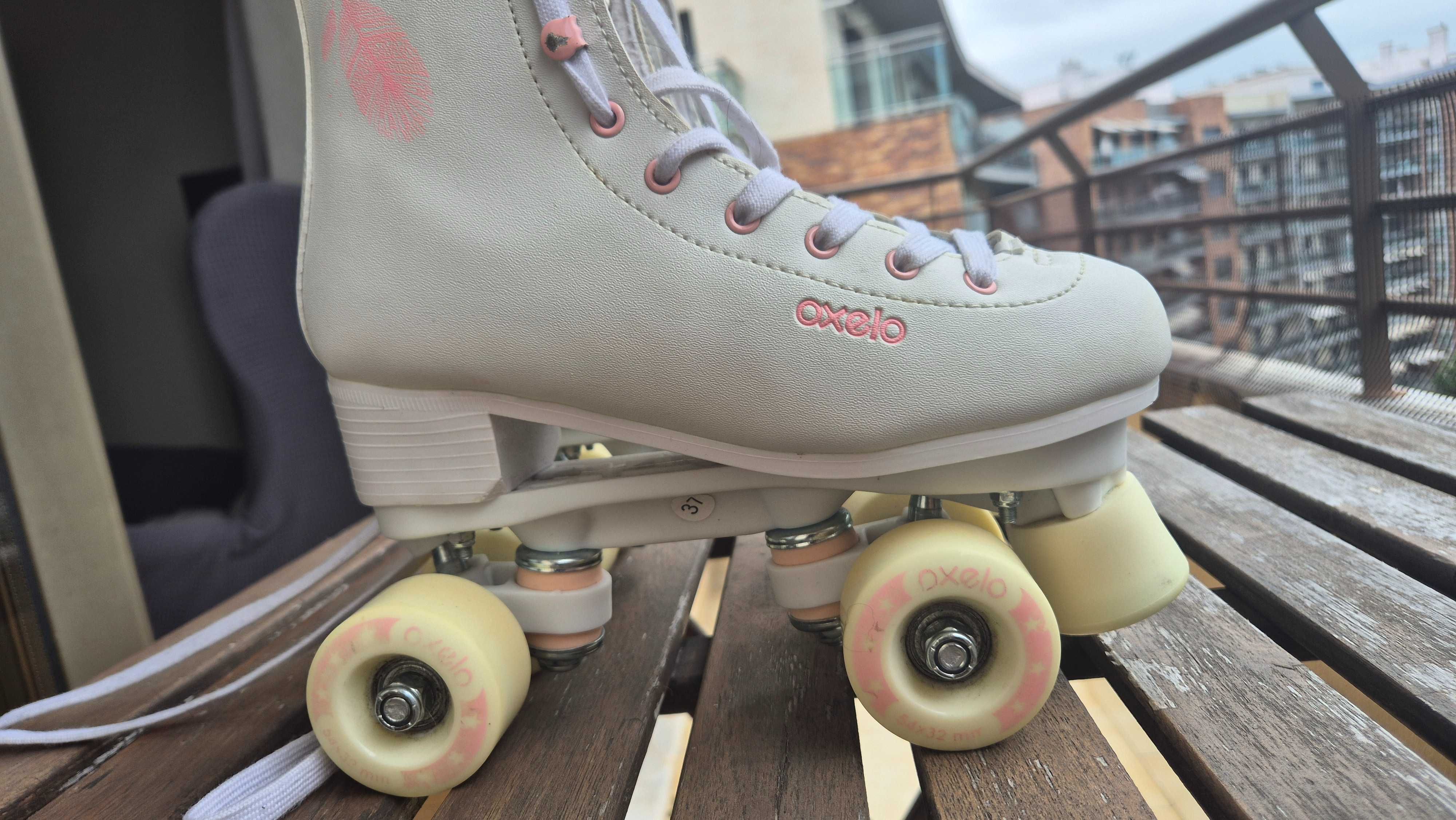 Patins de 4 Rodas Patinagem Artística Branco Oxelo, Tamanho 37