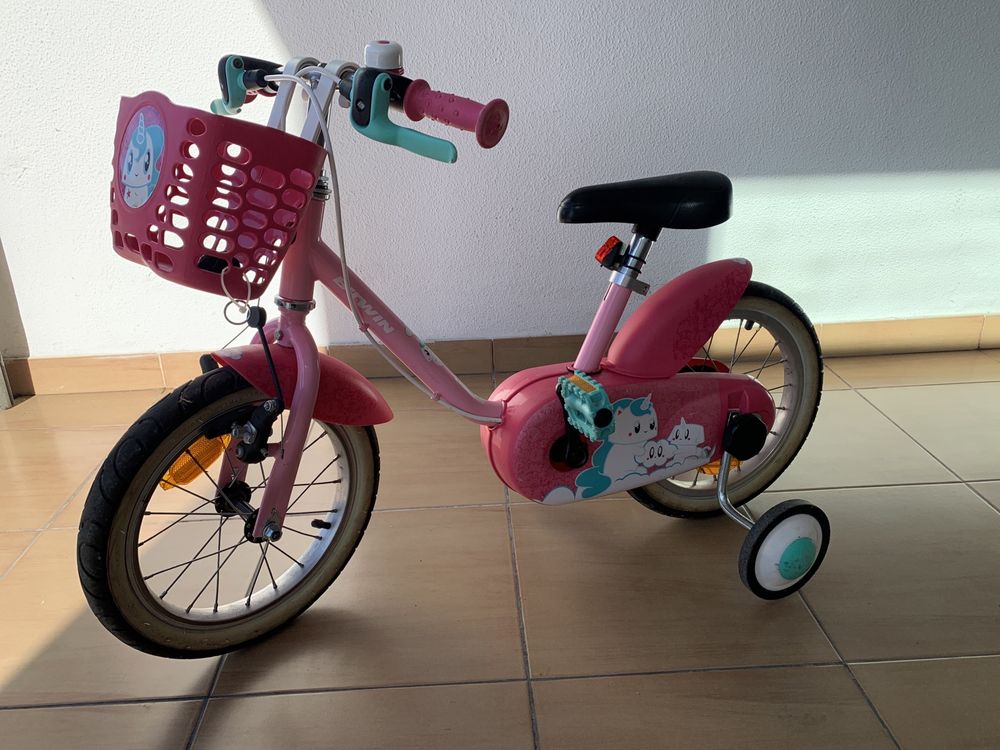 Bicicleta de criança rosa Btwin roda 14