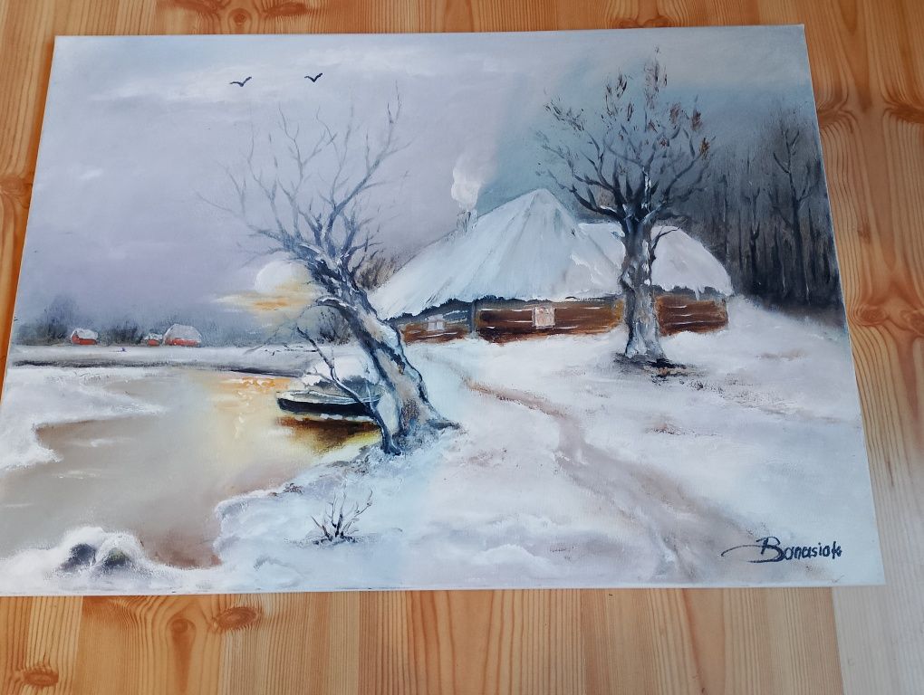 Obrazy malowane na płótnie 70/50 z motywem zimy