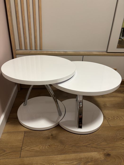 Stylowy biały łączony stolik kawowy, stolik kawowy