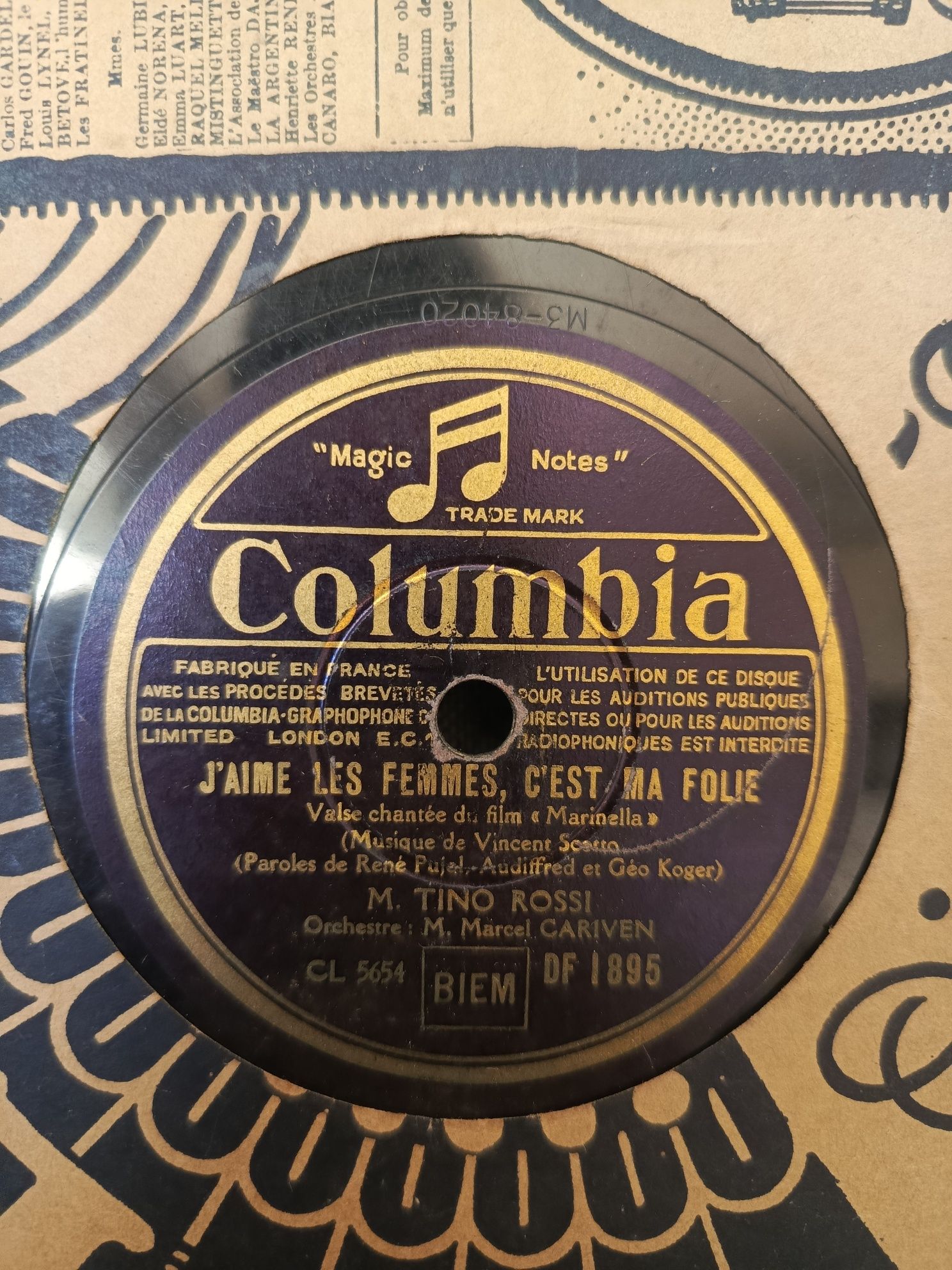 Tino Rossi - Płyta szelakowa (Columbia)