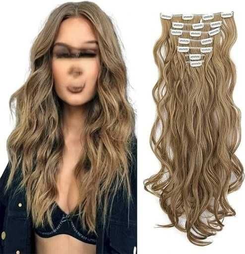 Dopinki do przedłużania włosów z klipsem, blond, 50 cm BLOND-BRAZ