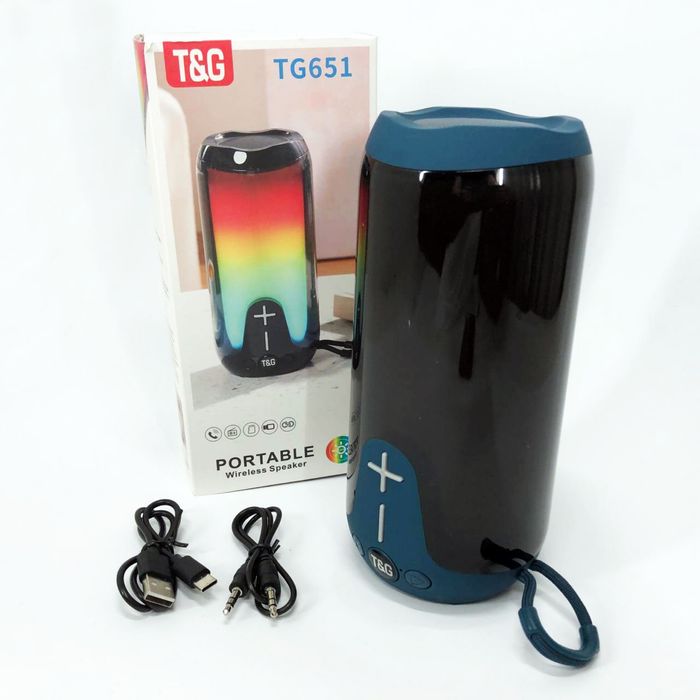 Блютуз колонка TG651 з RGB підсвіткою