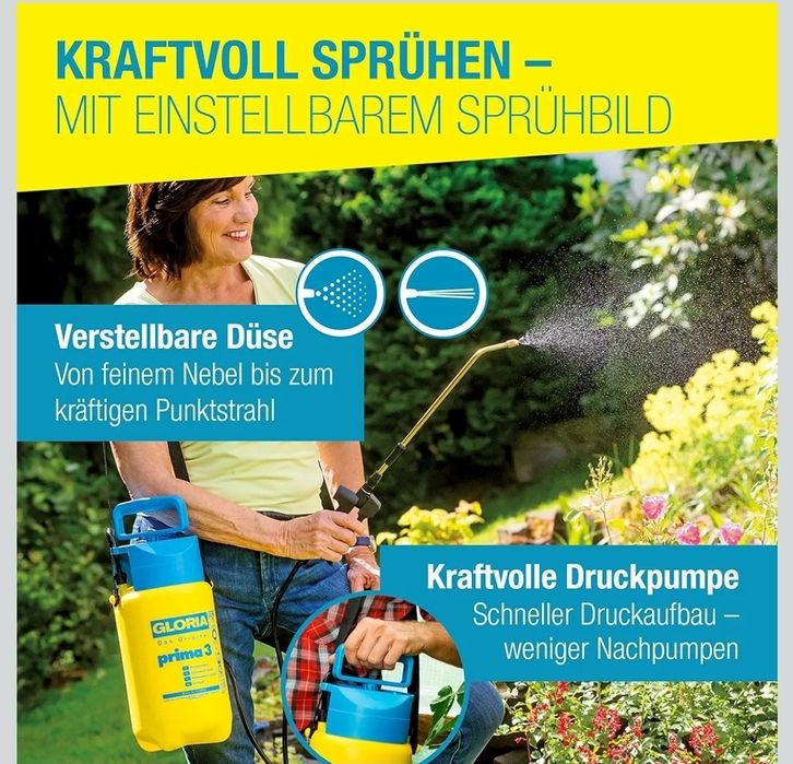 GLORIA Prima 3 Opryskiwacz ciśnieniowy, ogrodowy, pojemność 3l