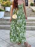 Piękna lniana sukienka Zara midi wycięcia wiskoza len boho kwiaty