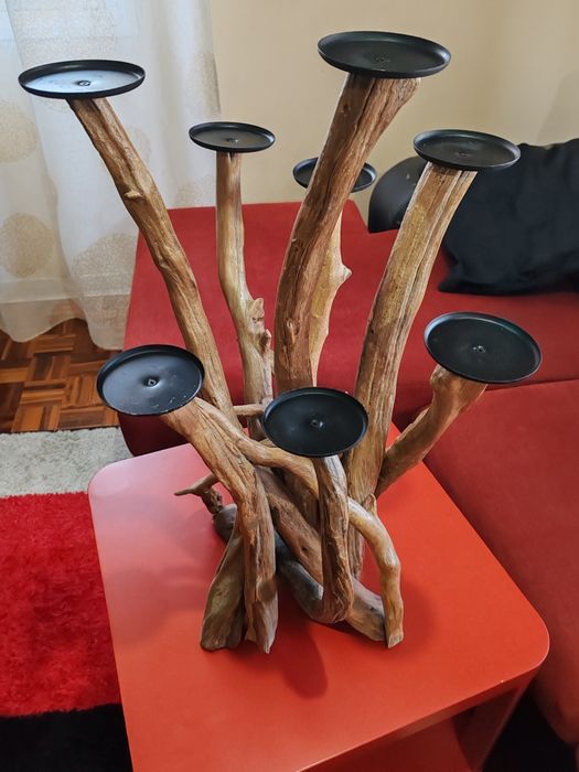 Castiçal x 2 em madeira