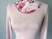 Pudroworóżowa bluzka na długi rękaw H&M 36 S różowa elastyczna