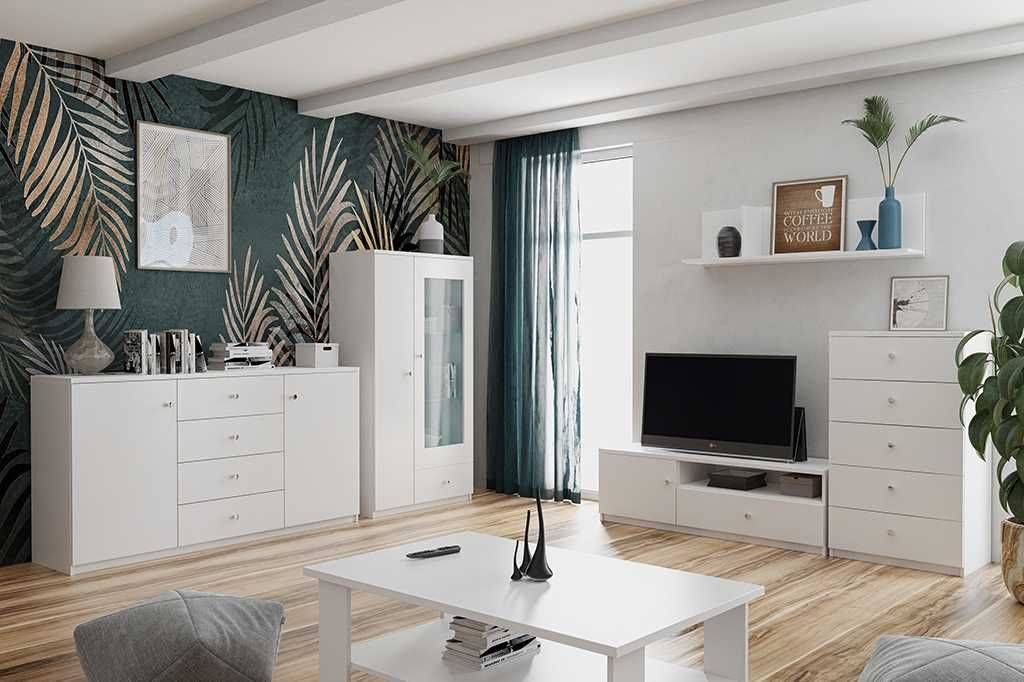 komoda salon pokój L-1 150 cm biała