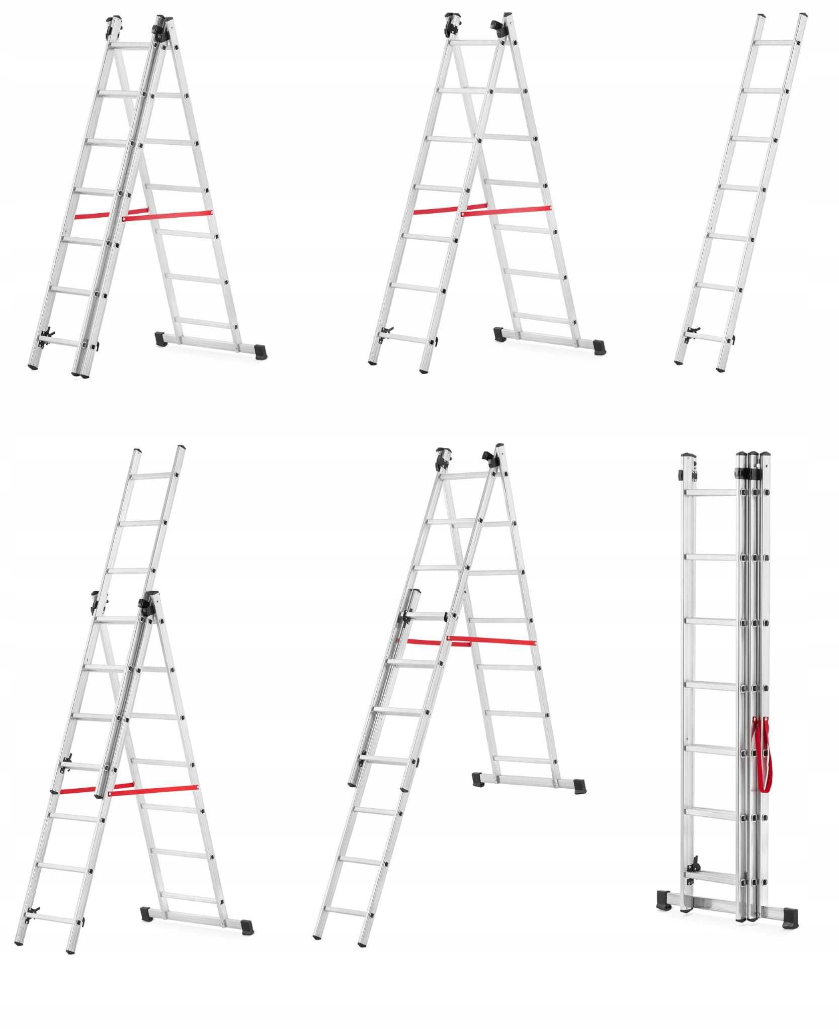 Drabina aluminiowa 3x8 na schody 5,50m na 150kg + HAK GRATIS!