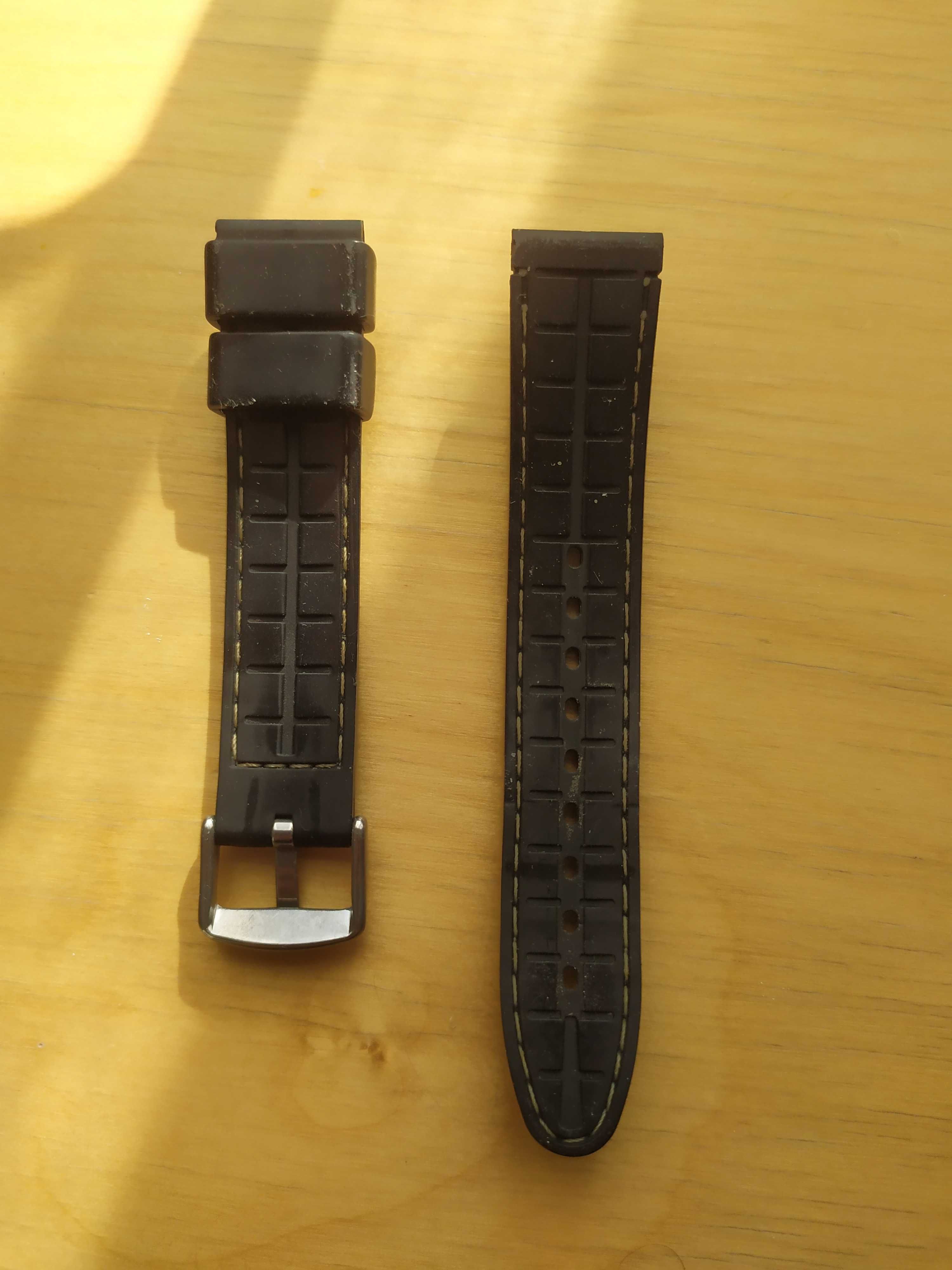 pasek do zegarka 20 mm guma silikon czarny biała nić