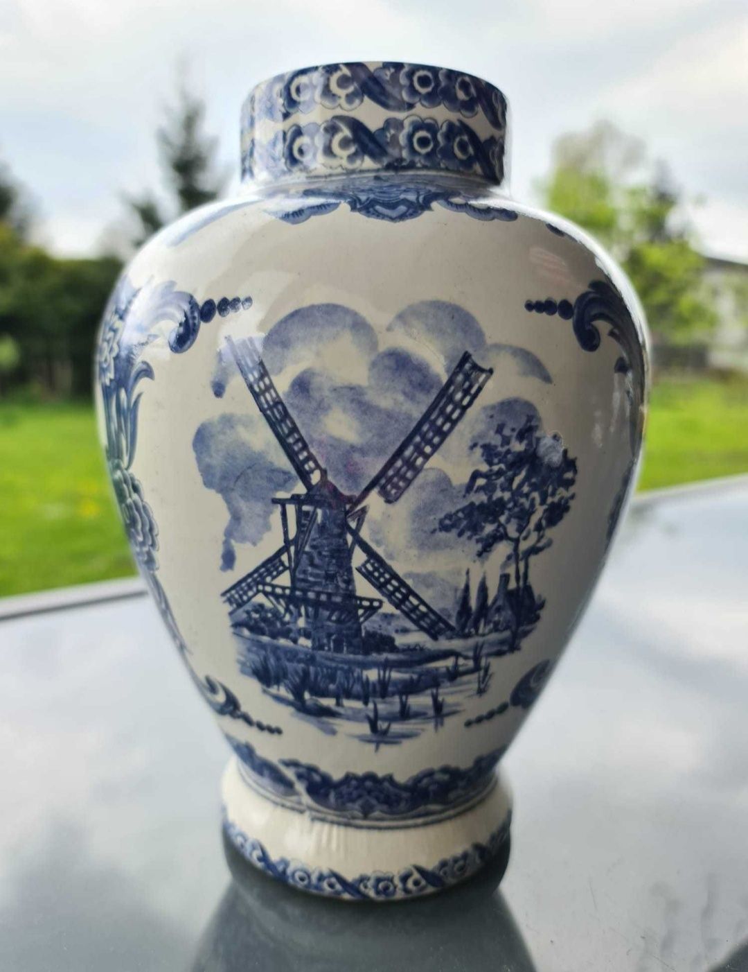 Fajans Holenderska Porcelana Delft Wazon