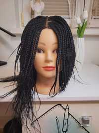 Czarna peruka warkoczyki lace front