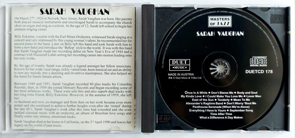 Sarah Vaughan Master Of Jazz