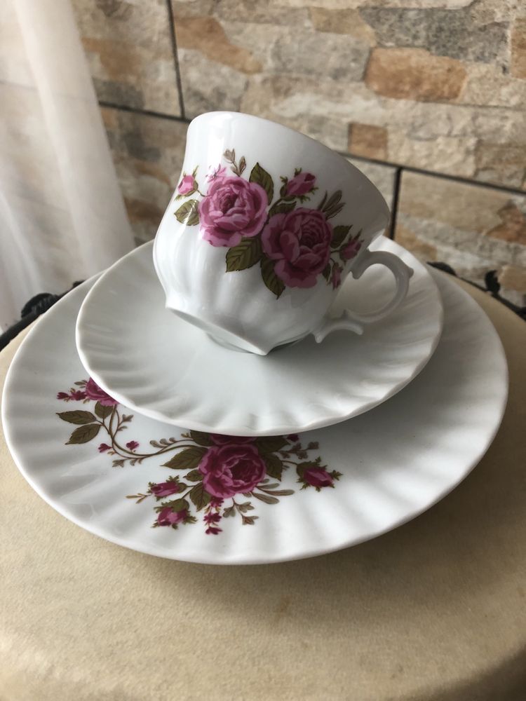 Stara porcelana Retsch Wunsiedel klasyczny serwis do kawy róże