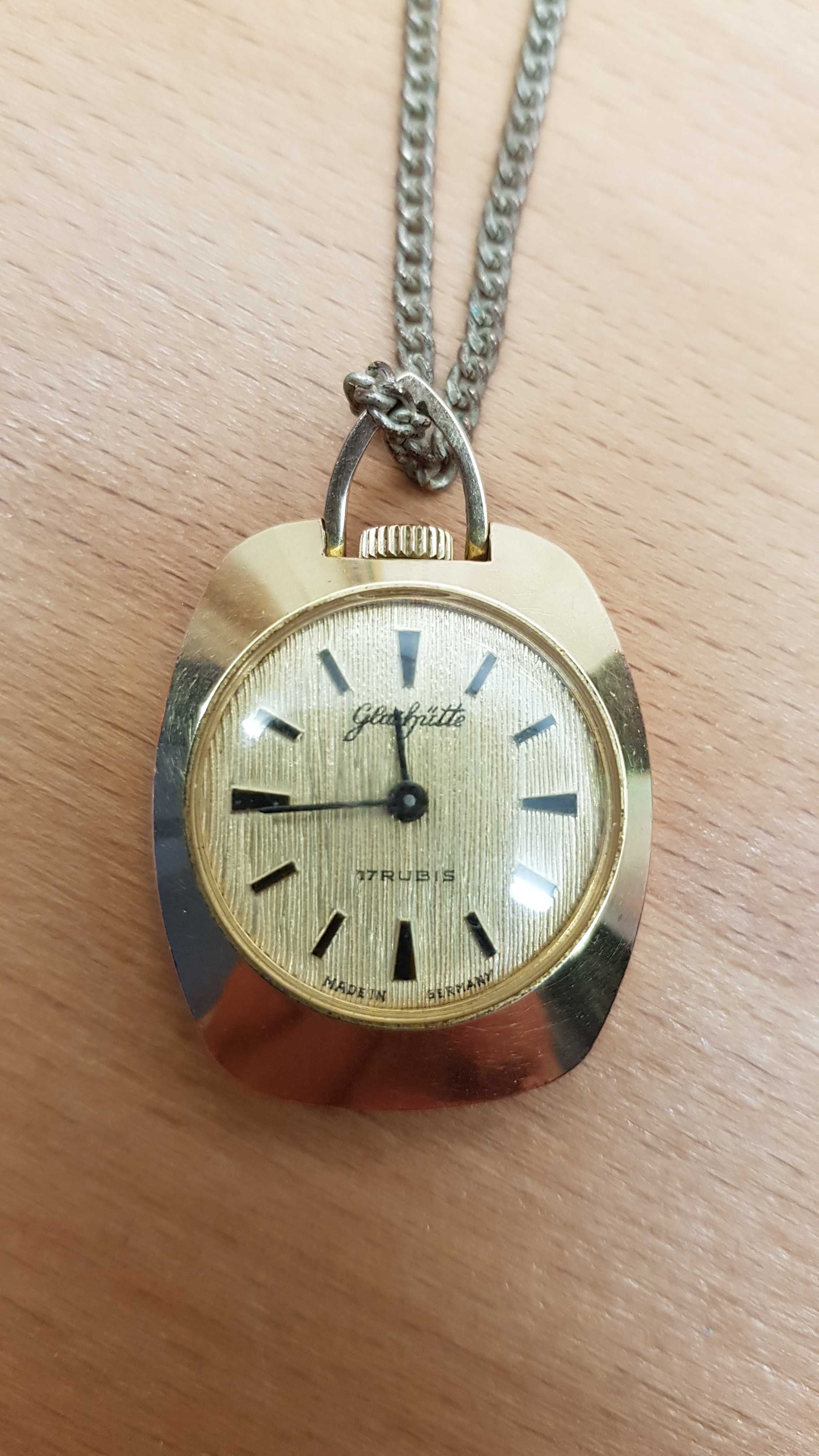 Zegarek mechaniczny *Glashutte* wisiorek/naszyjnik+Gratis!