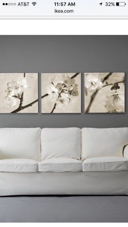 Ikea Tryptyk Obraz Kwiaty Flora Maia 3 szt 56x56cm