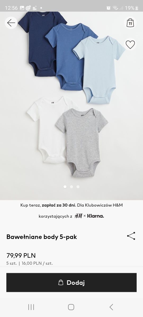 Body krótki rękaw  h&m rozmiar 98