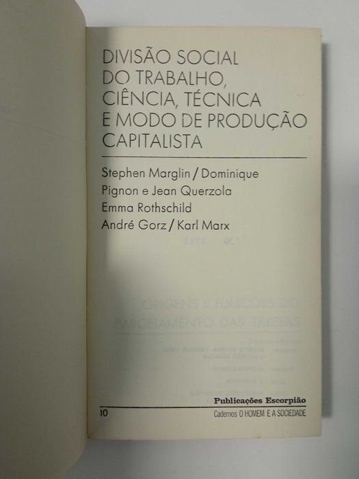 Divisão Social do Trabalho,Ciência, Técnica e modo de produção capital
