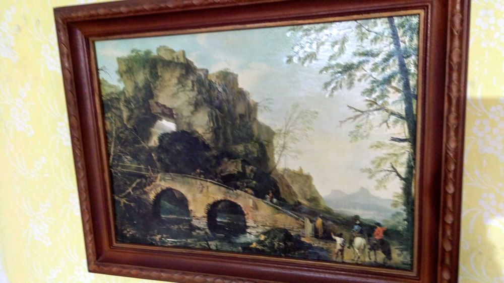 Obraz reprodukcja obrazu  malarza Salvatora Rosa -Zwalony most