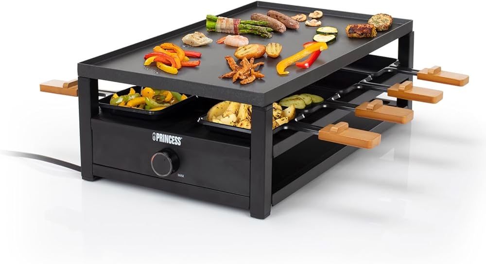 Princess Black Steel Raclette Zestaw do grillowania przy stole