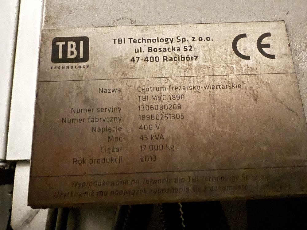 Frezarka pionowa CNC TBI MVC 1890
