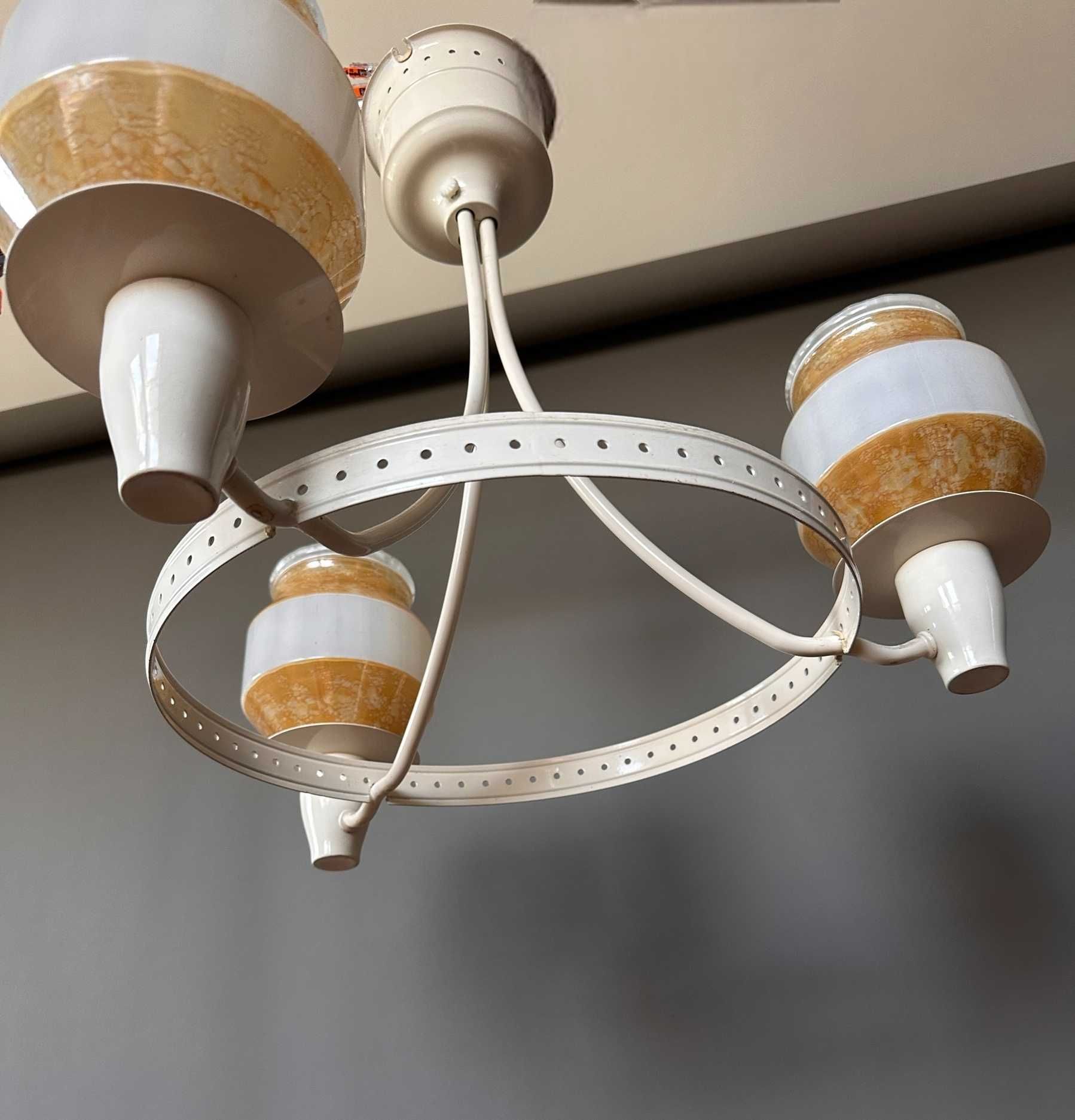 Żyrandol Vintage, schabby chic lampa romatic, boho 3 punktowa biały