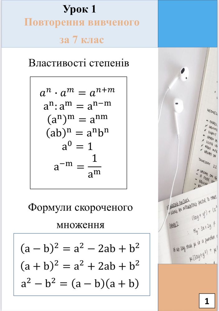 Авторський робочий зошит з алгебри 8 клас