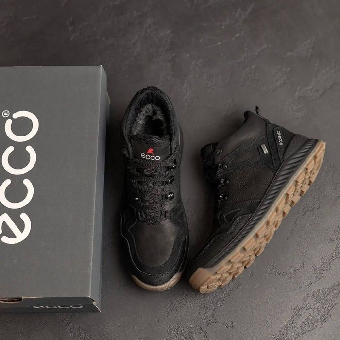 Зимові кросівки чоловічі на хутрі шкіряні ECCO GTX 40-45р Khaki Black