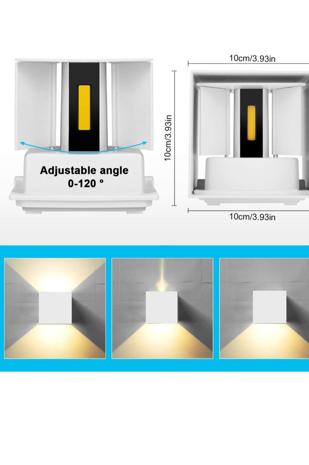 ledmo 8 sztuk LED lampa ścienna wewnętrzna Up Down regulowany kąt świe